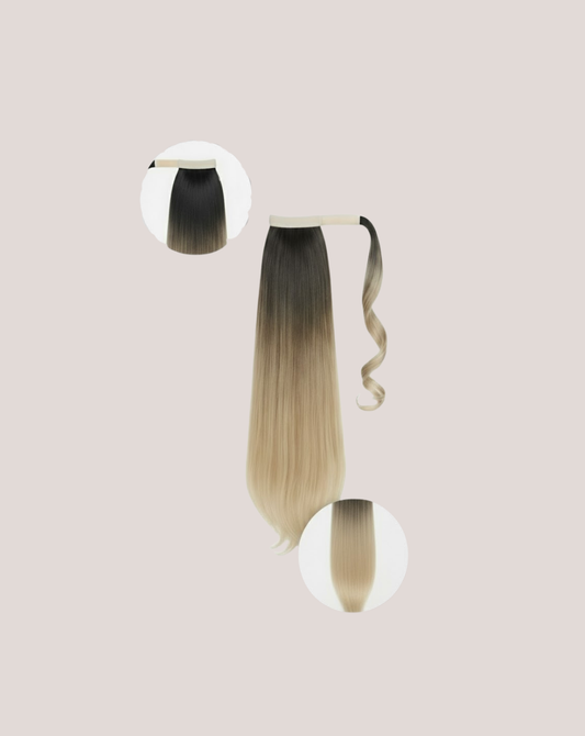 Coada New Style Ombre Negru/Blond Cenusiu