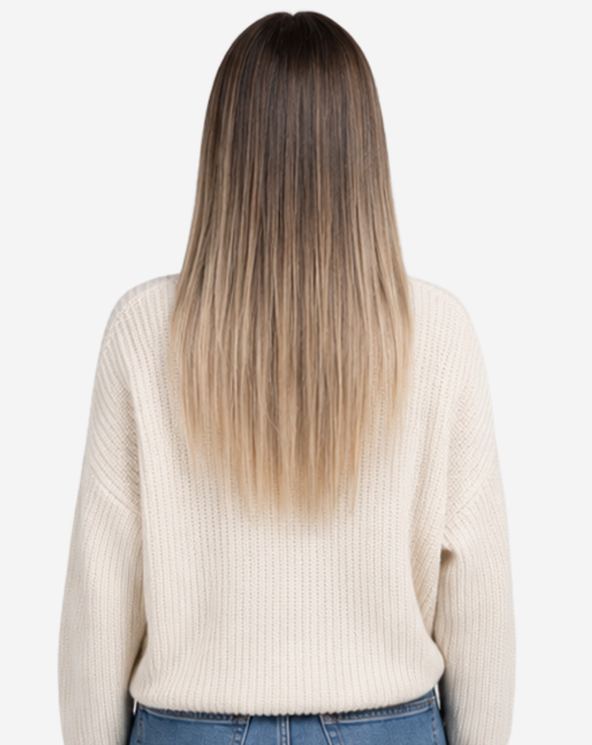 Extensii Clip On Best Seller Ombre Şaten Închis cu Blond Cenusiu