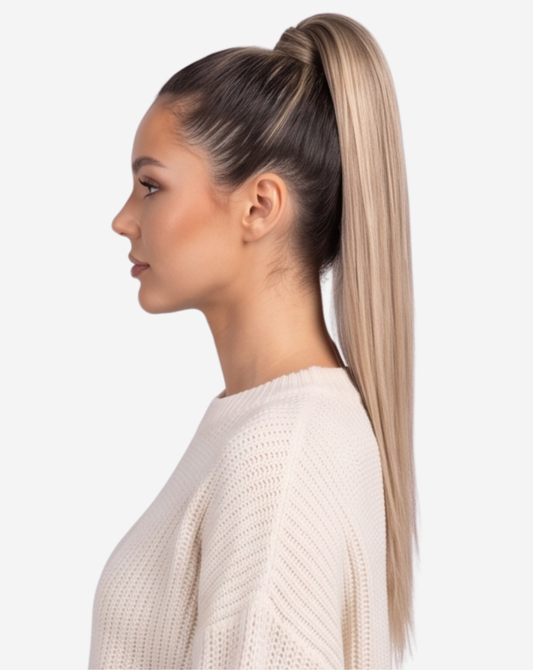 Coadă Best Seller Ombre Șaten Închis cu Blond Cenusiu