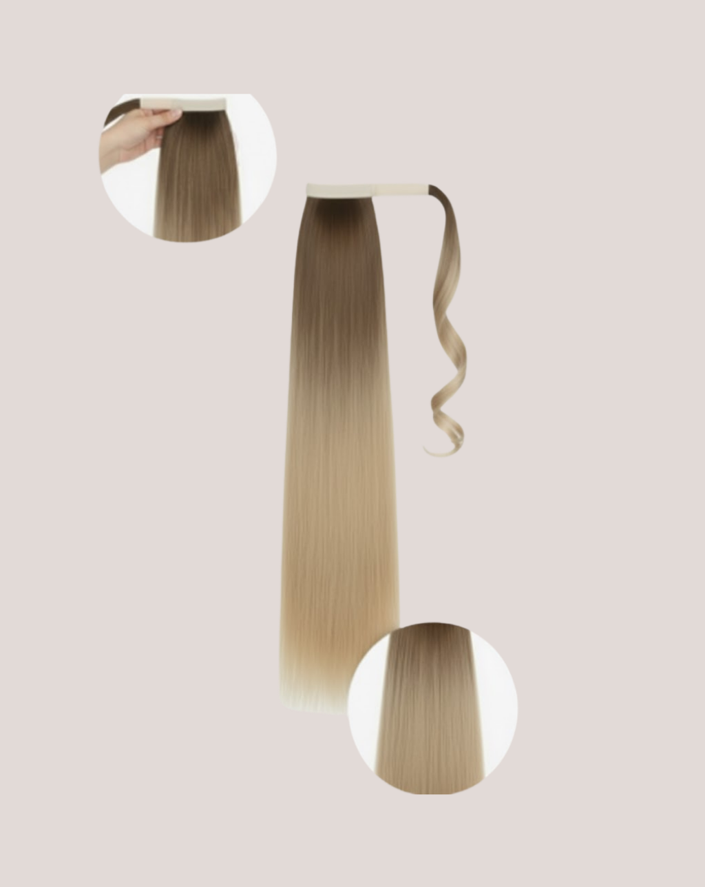 Coada New Style Long saten ciocolatiu/ blond cenusiu