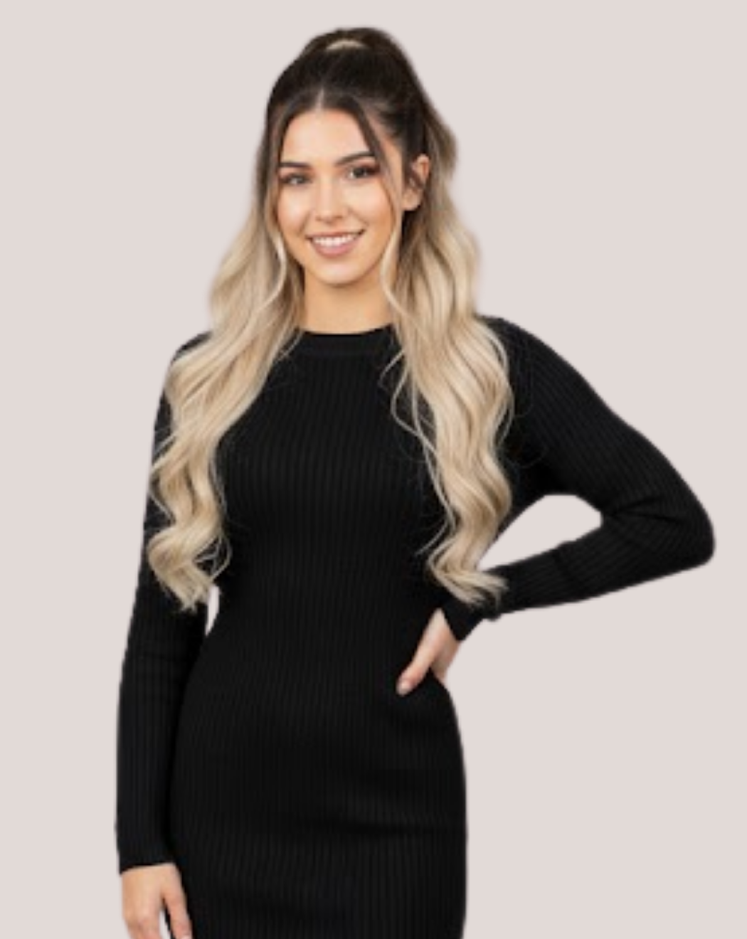 Coada New Style Ombre Saten inchis/Blond rece