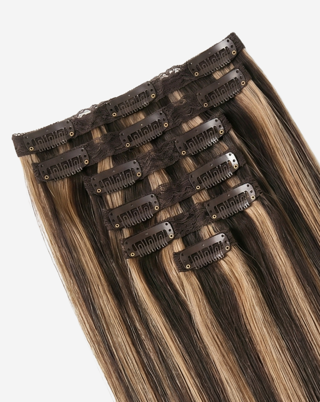 Extensii Clip On Best Seller Şuviţat Negru cu Blond Opal