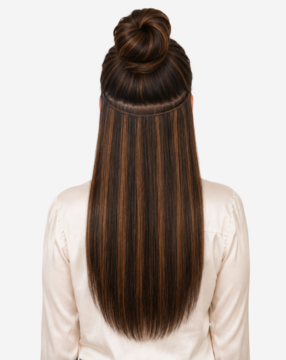 Extensii Clip On Best Seller Şuviţat Negru cu Şaten Mediu