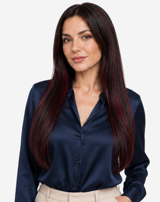 Tresă Best Seller Șuvițată Negru cu Roşcat Intens