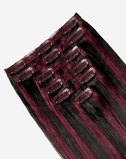 Extensii Clip On Best Seller Şuviţat Negru cu Roşcat Intens