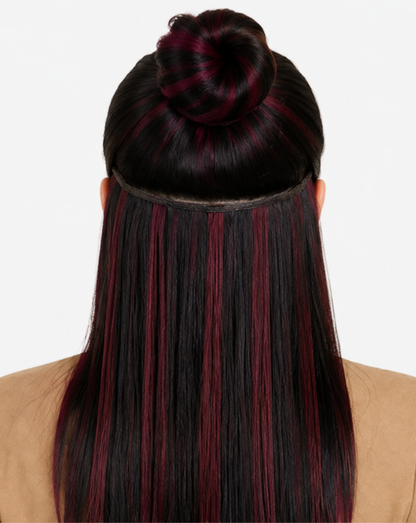 Extensii Clip On Best Seller Şuviţat Negru cu Roşcat Intens