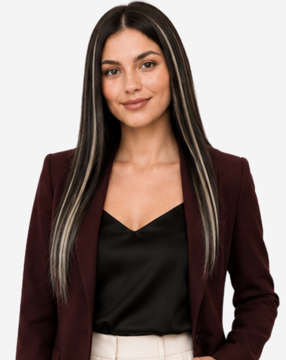 Extensii Clip On Best Seller Şuviţat Negru cu Blond Gray