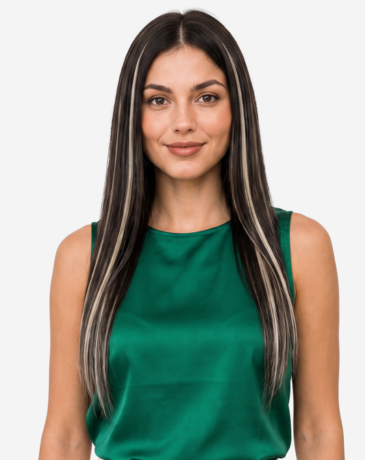 Tresă Best Seller Șuvițată Negru cu Blond Gray