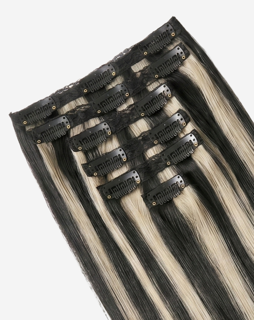 Extensii Clip On Best Seller Şuviţat Negru cu Blond Gray