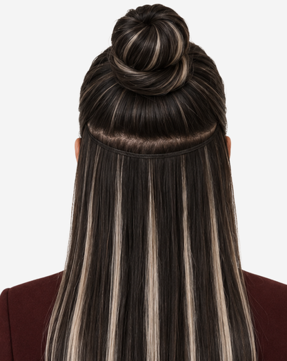 Extensii Clip On Best Seller Şuviţat Negru cu Blond Gray