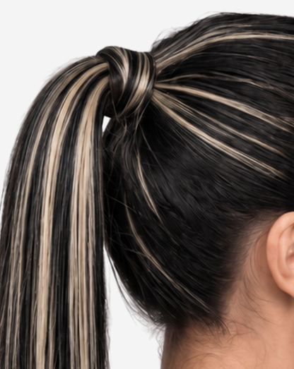 Coadă Best Seller Șuvițată Negru Cu Blond Gray