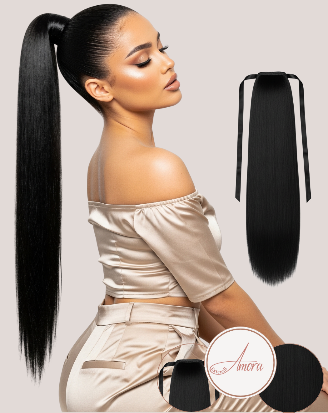 Coadă Păr Rusesc Volum Simplu Negru Intens 1