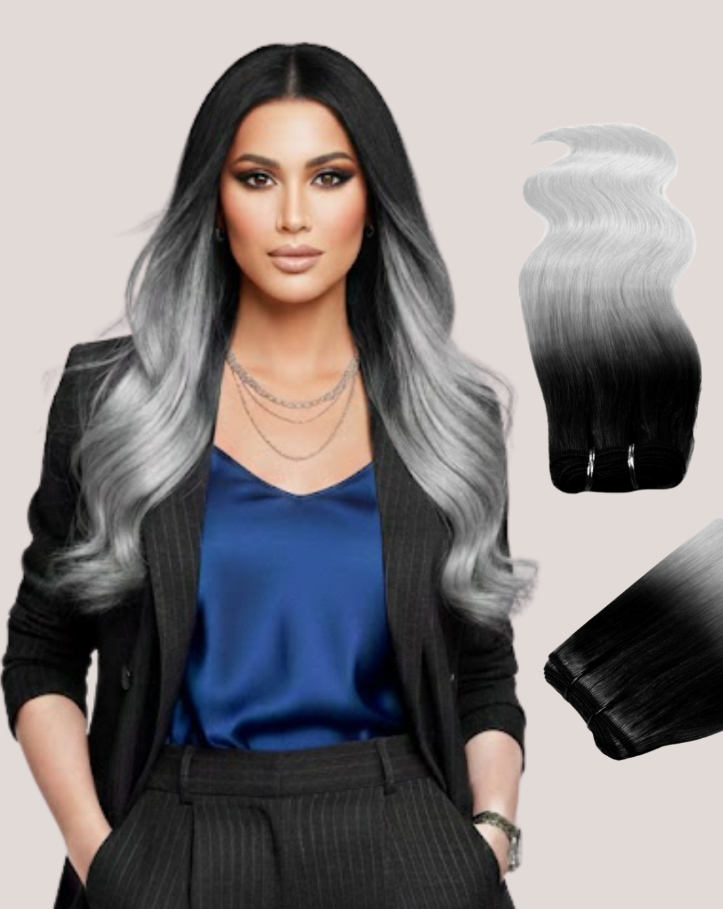 Extensii Cusute Ombre Negru/Gray