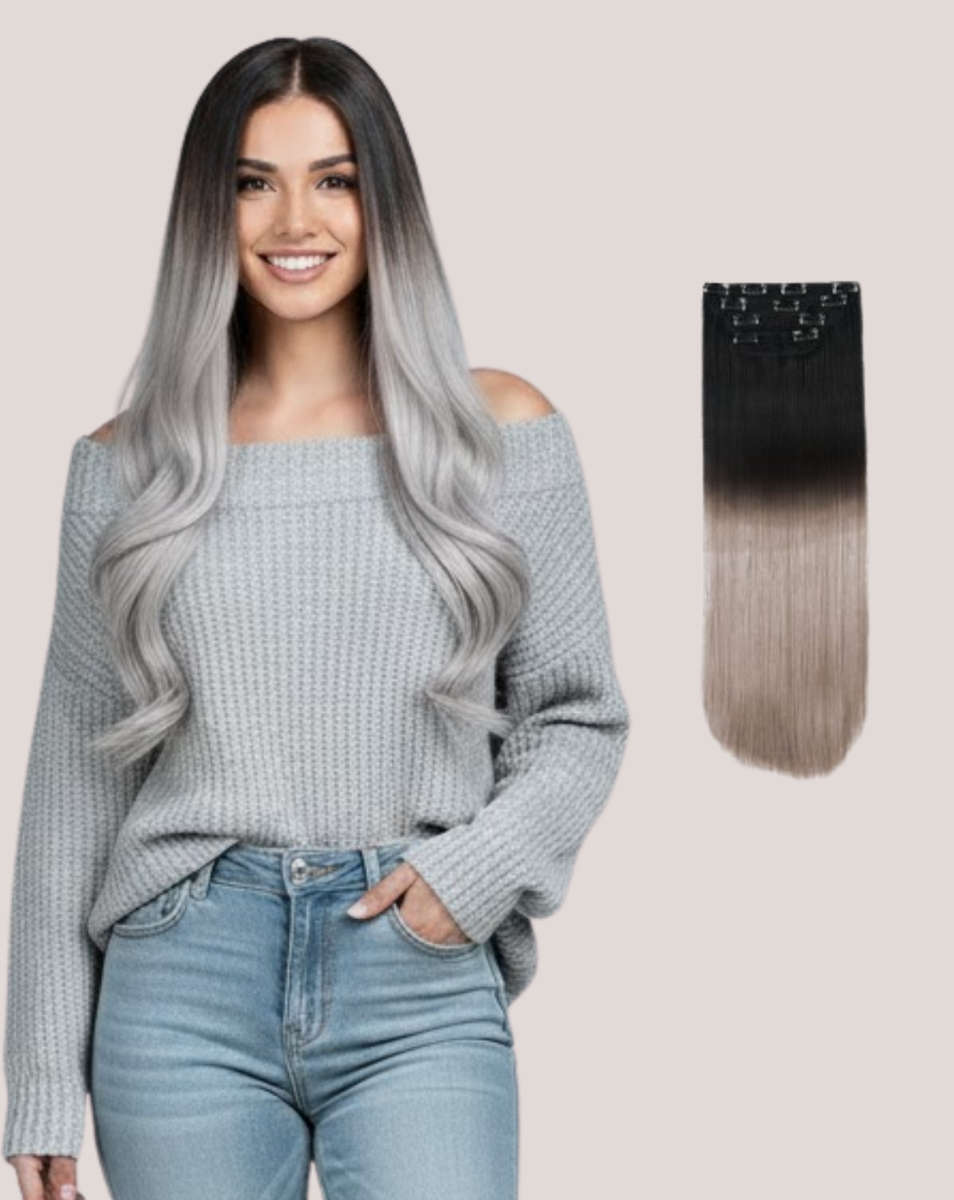 Extensii Clip On Best Seller Ombre 1/Gray