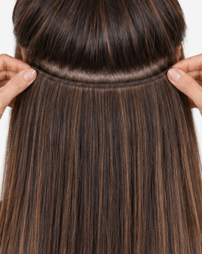 Tresă Best Seller Șuvițată Negru Natural cu Şaten Mediu