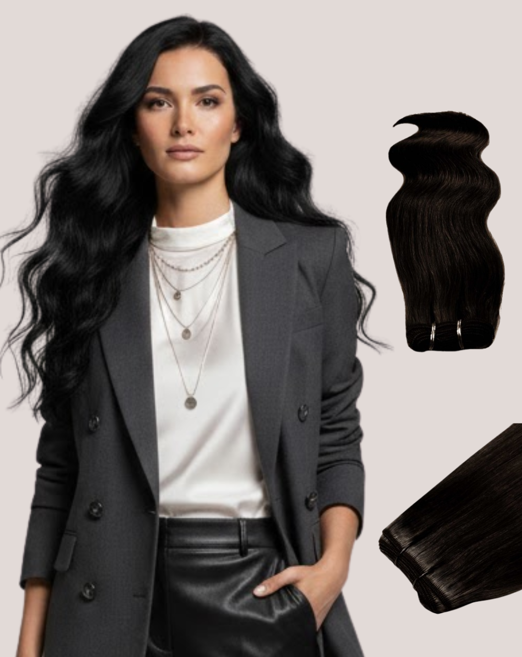 Extensii Cusute Negru Natural 1 B