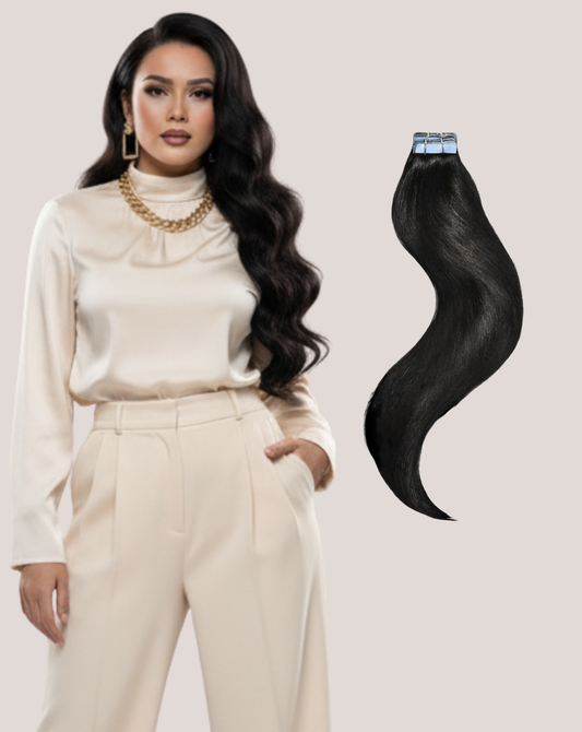 Extensii Tape In  Negru Natural 1 b