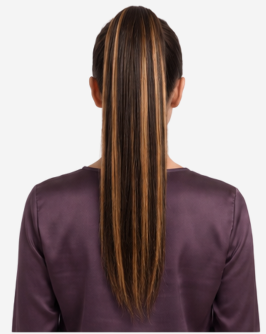 Coadă Best Seller Șuvițată  Șaten Închis cu Blond Deschis