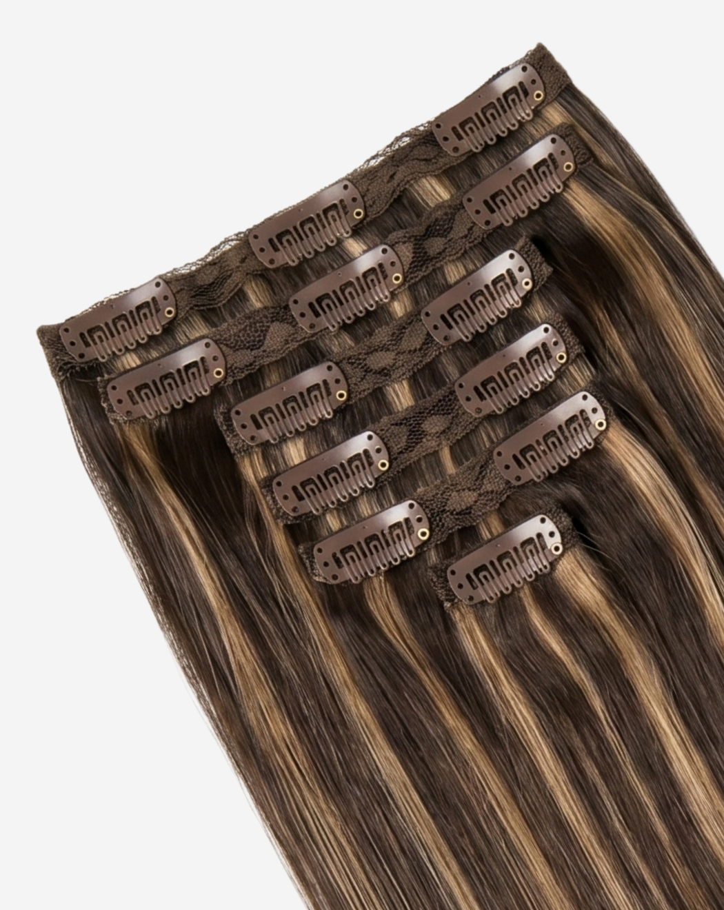 Extensii Clip On Best Seller Şuviţat Şaten Închis cu Şaten Deschis