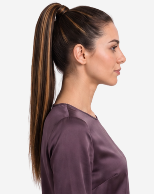 Coadă Best Seller Șuvițată  Șaten Închis cu Blond Deschis