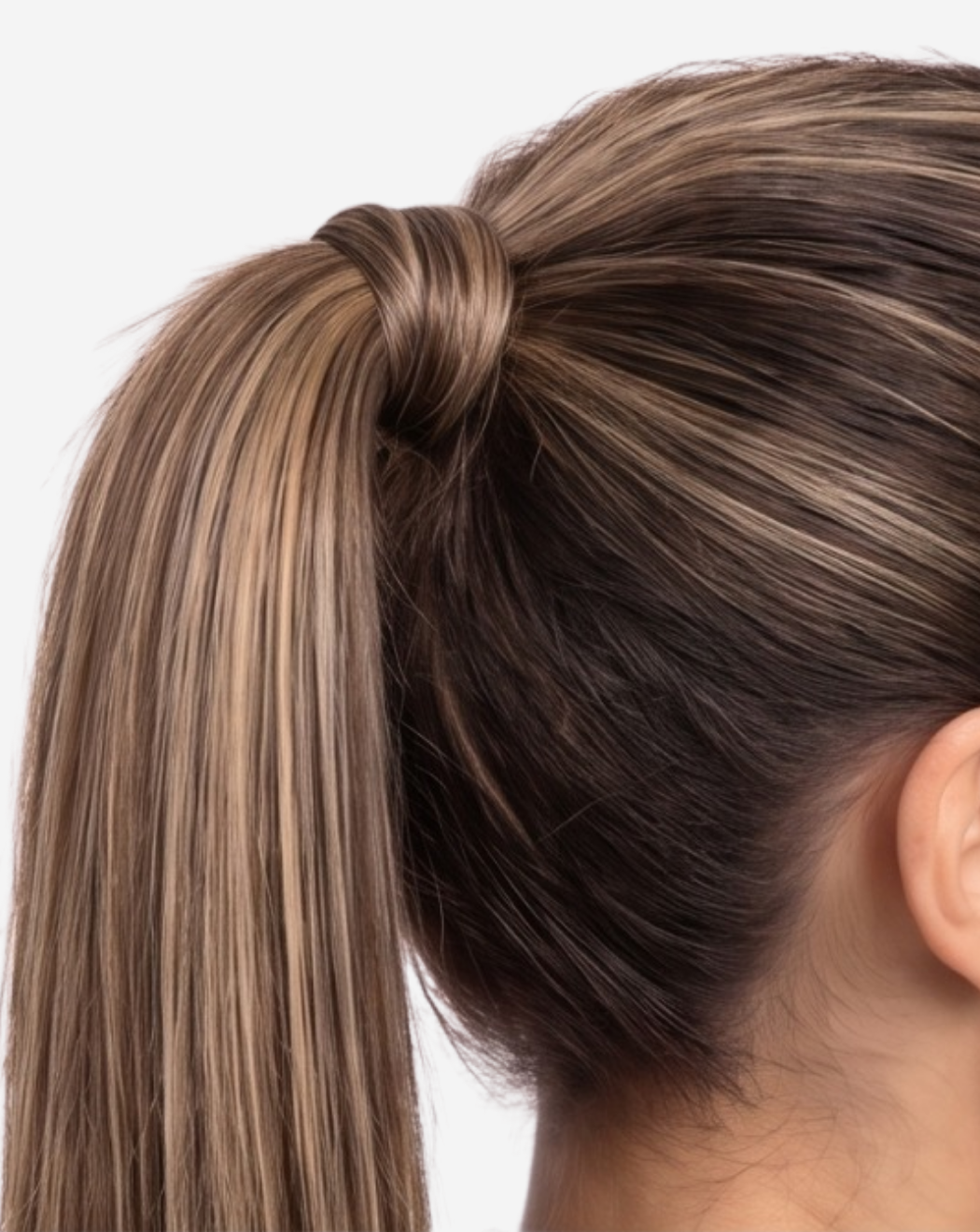 Coadă Best Seller Șuvițată Șaten Închis cu Blond Rose