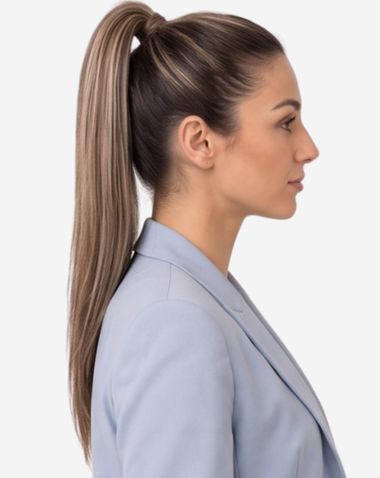 Coadă Best Seller Șuvițată Șaten Închis cu Blond Rose