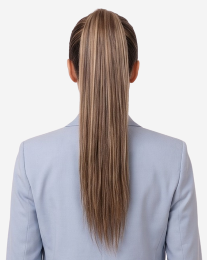 Coadă Best Seller Șuvițată Șaten Închis cu Blond Rose