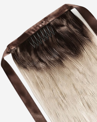 Coadă Best Seller Ombre Șaten Închis cu Blond Cenusiu