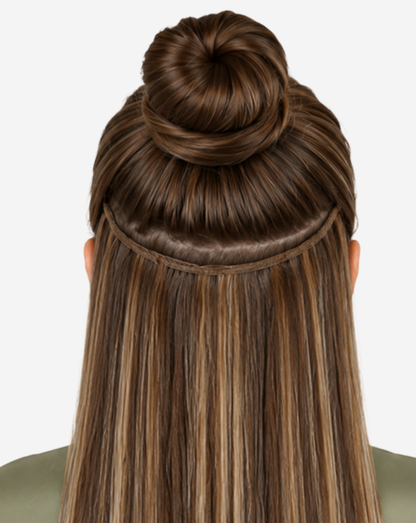 Extensii Clip On Best Seller Şuviţat Şaten Ciocolatiu cu Blond Deschis