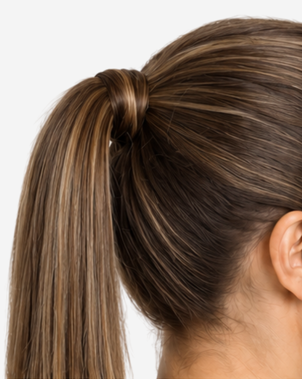 Coadă Best Seller Șuvițată Șaten Ciocolatiu cu Blond Deschis