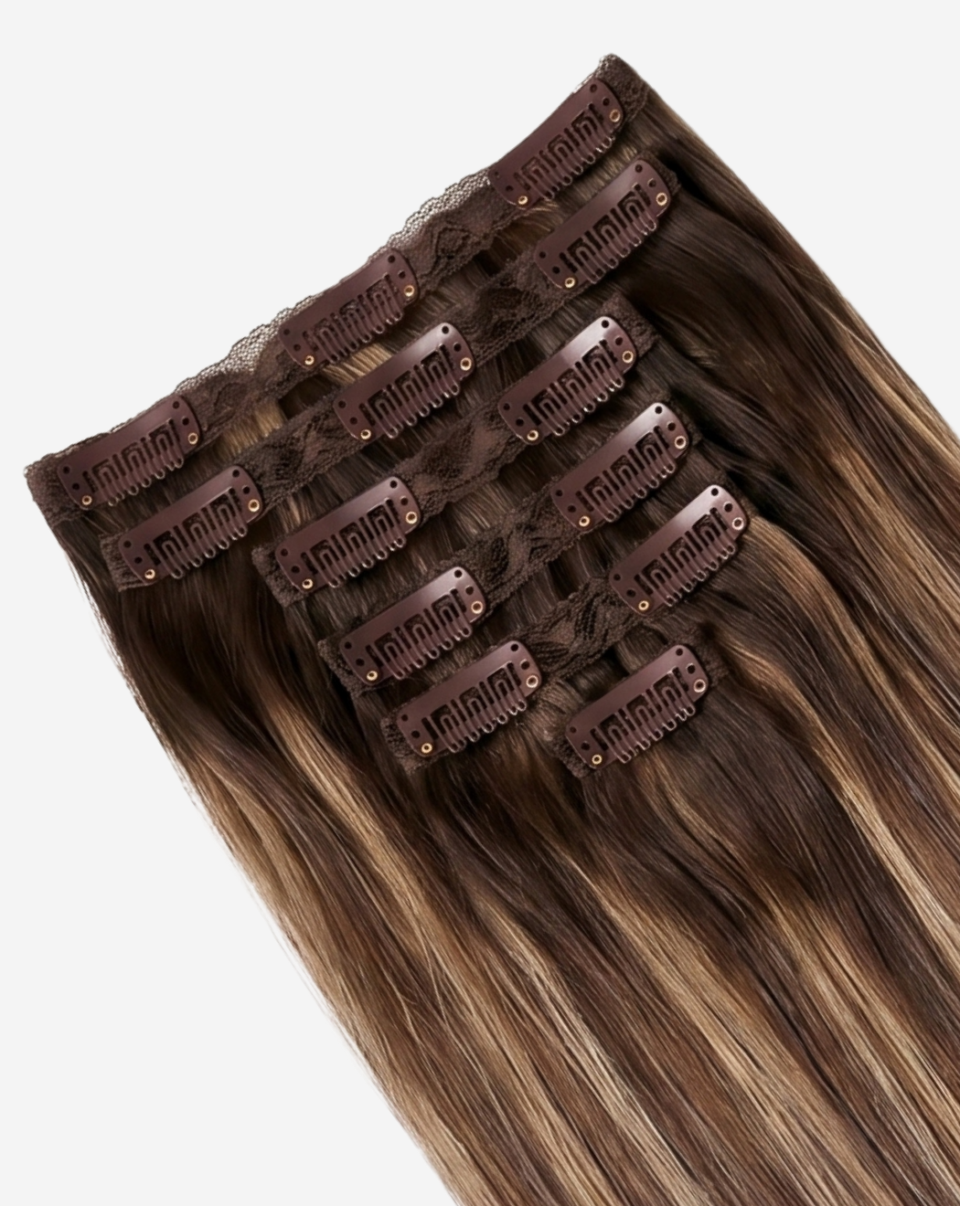 Extensii Clip On Best Seller Şuviţat Şaten Ciocolatiu cu Şaten Deschis