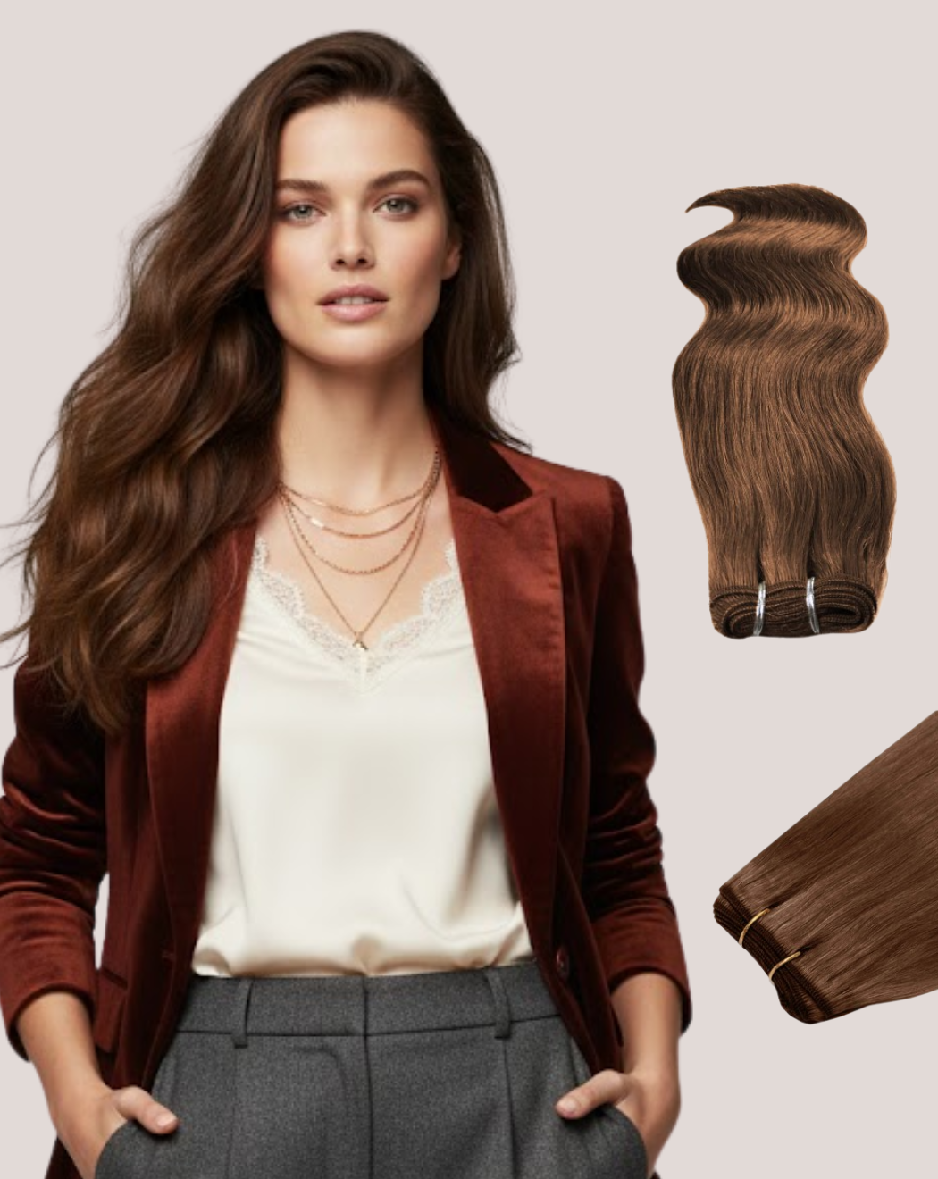 Extensii Cusute Saten Ciocolatiu 4