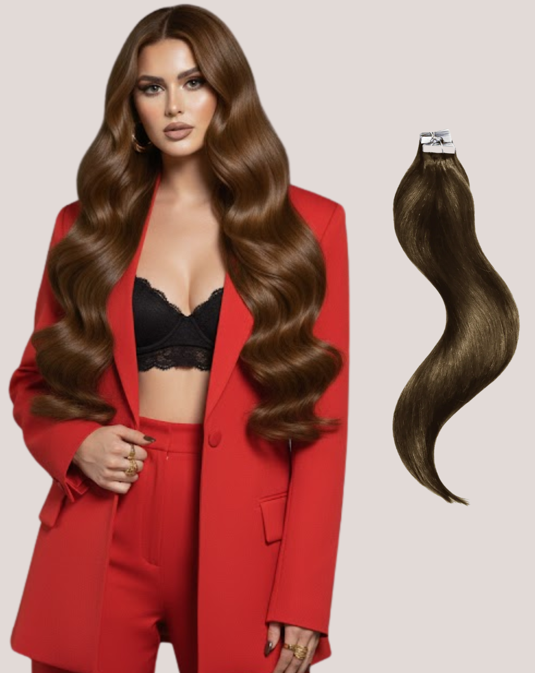 Extensii Tape In  Saten Ciocolatiu 4