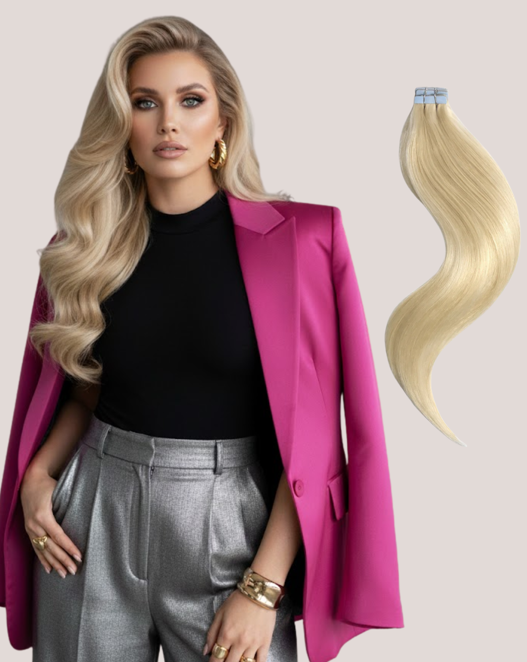 Extensii Tape In  Blond Rece Perlat 60