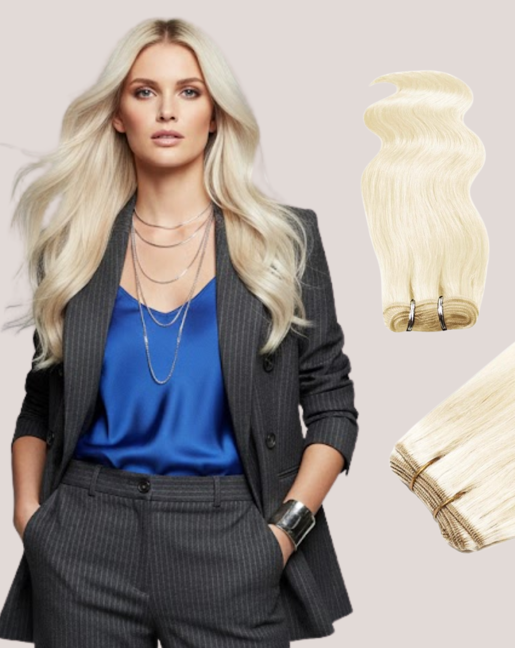 Extensii Cusute Blond Rece Perlat 60