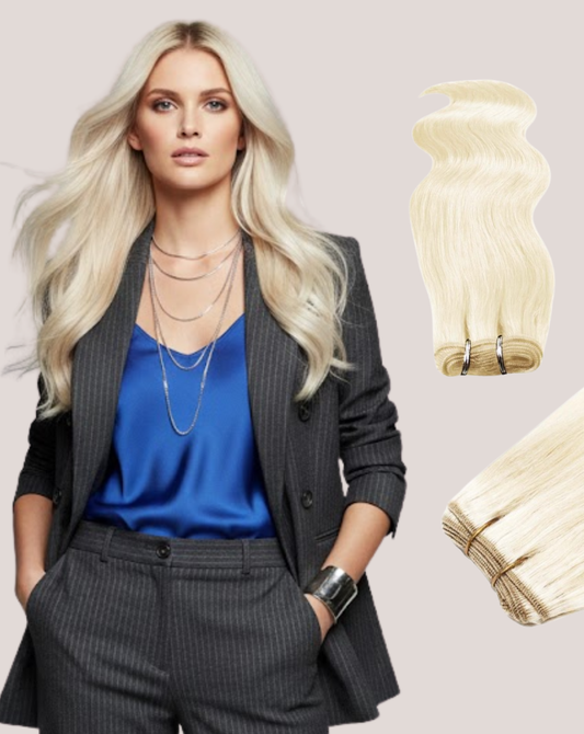 Extensii Cusute Blond Rece Perlat 60