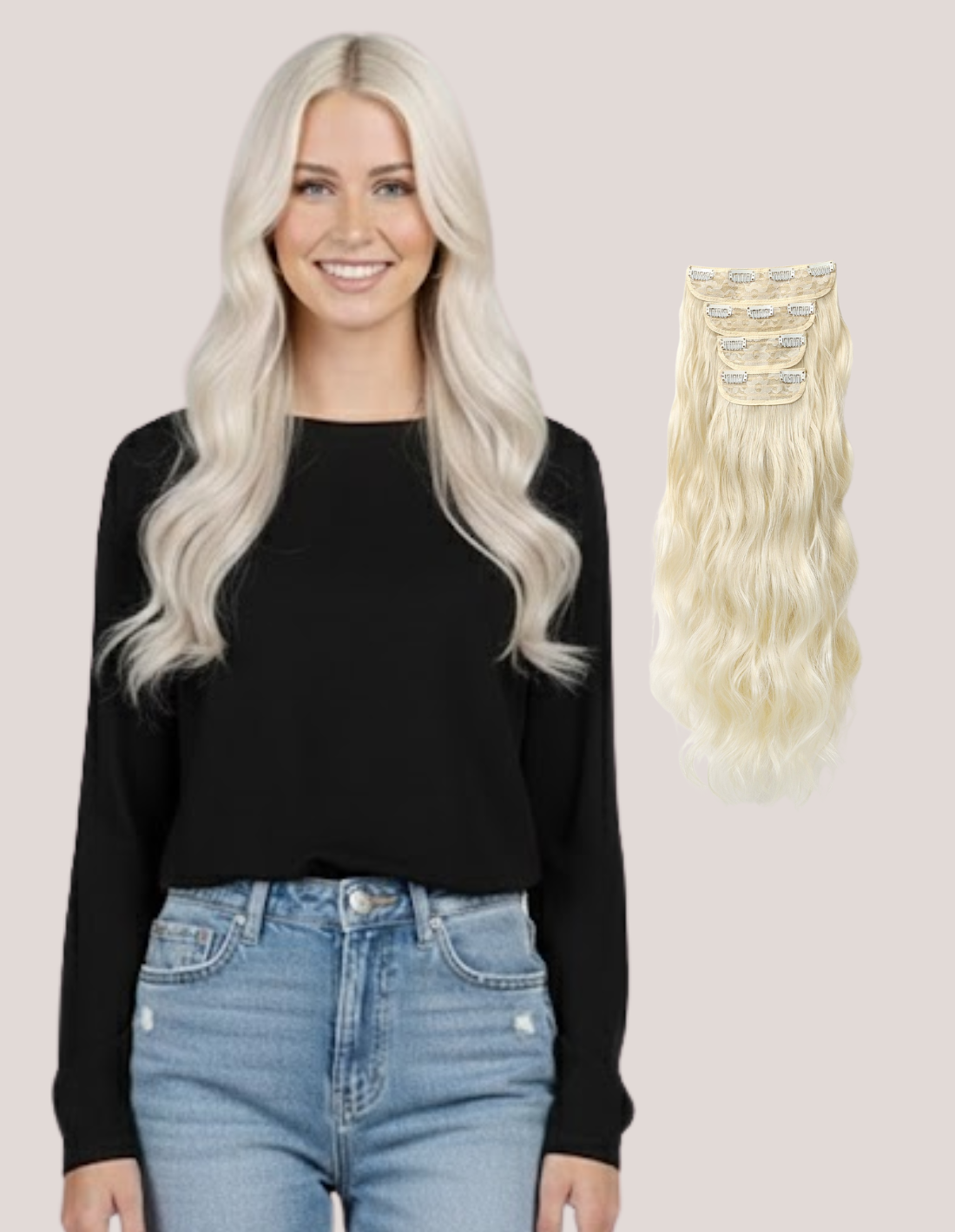 Extensii Clip On Ondulat Blond Rece Perlat