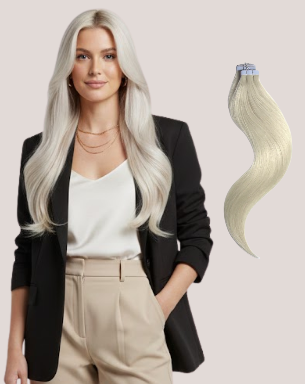 Extensii Tape In Blond Cenusiu Pla