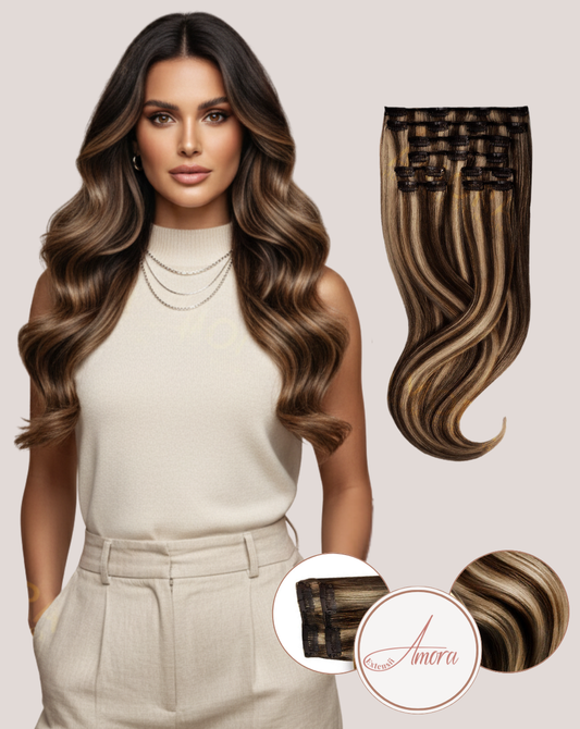 Extensii Clip On Amora Balayage Chocolate Mousse - 2-18