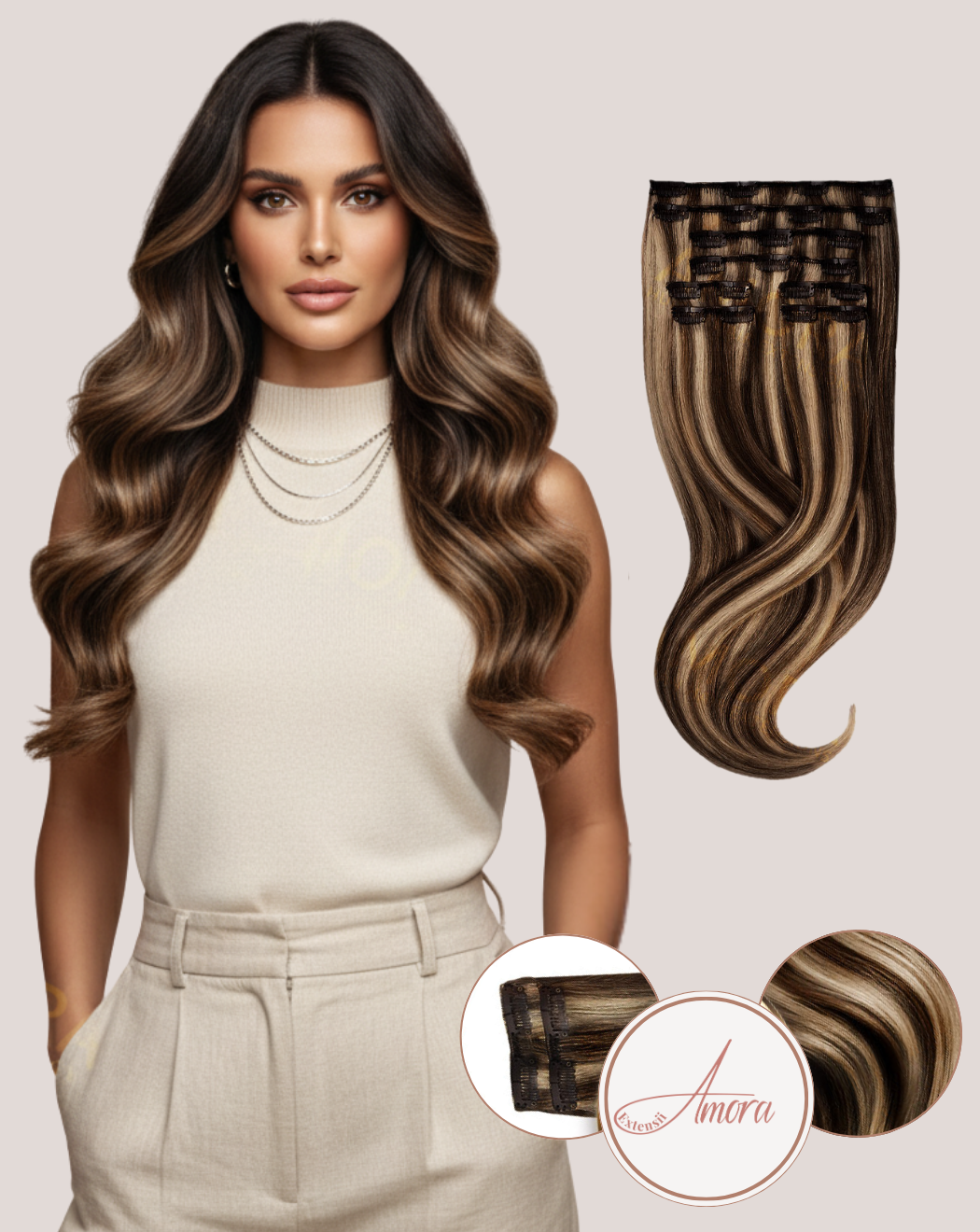 Extensii Clip On Lux Balayage Chocolate Mousse  2-18