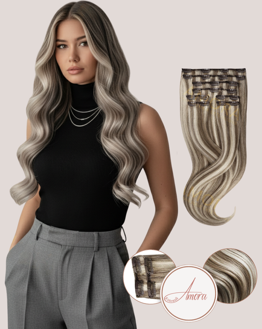 Extensii Clip On Amora Balayage Cinder Brown 2-pla