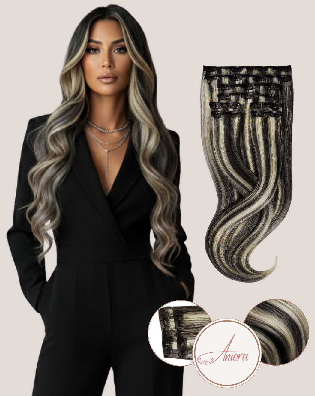 Extensii Clip On Mega Volum Balayage Golden Black 1-60