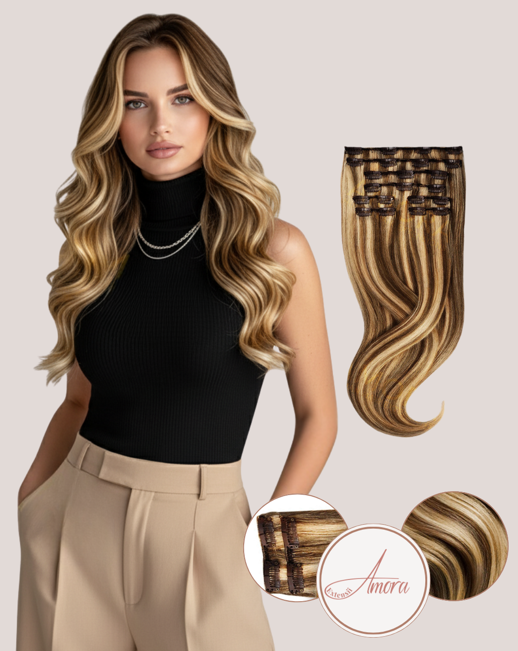 Extensii Clip On Mega Volum Balayage Honey Chocolate 4-16