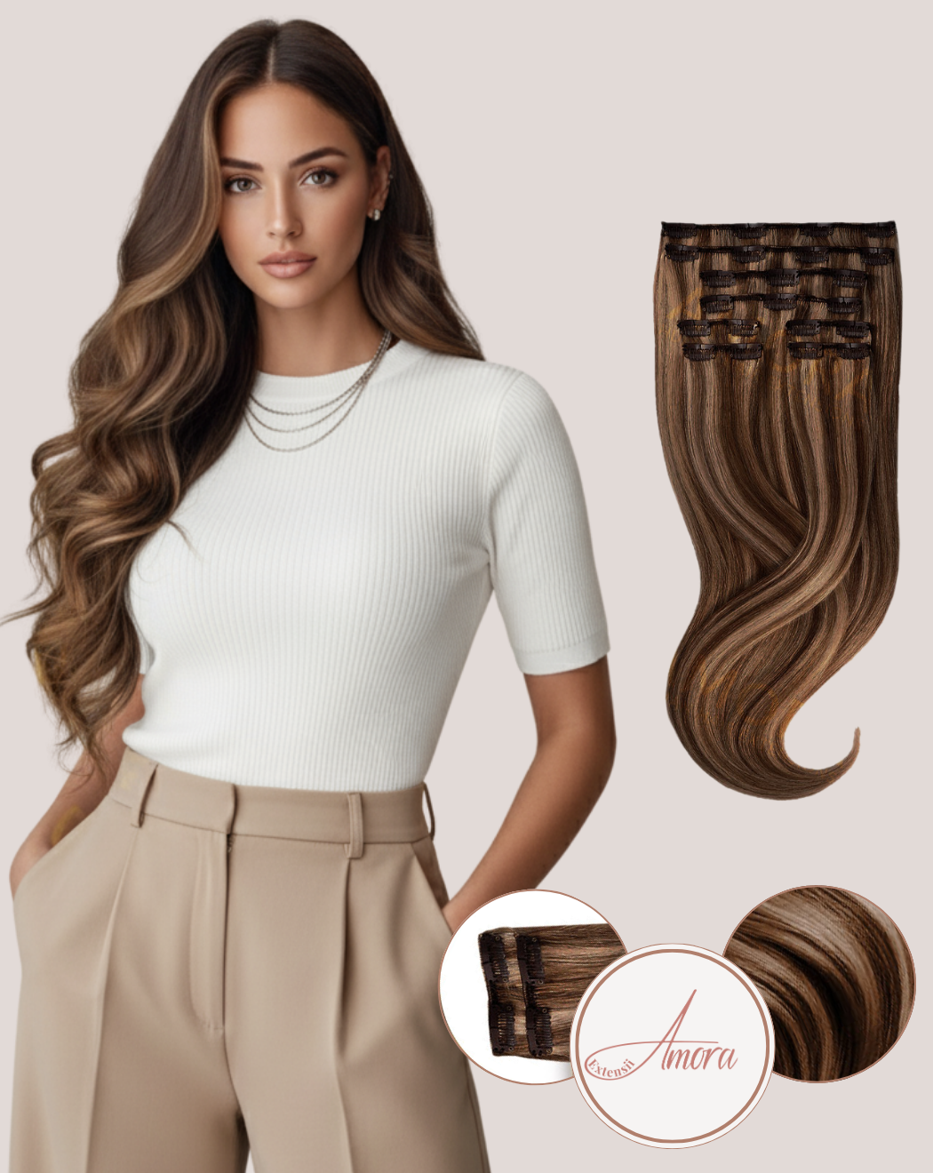 Extensii Clip On Mega Volum Balayage Sweet Coffee  2-10