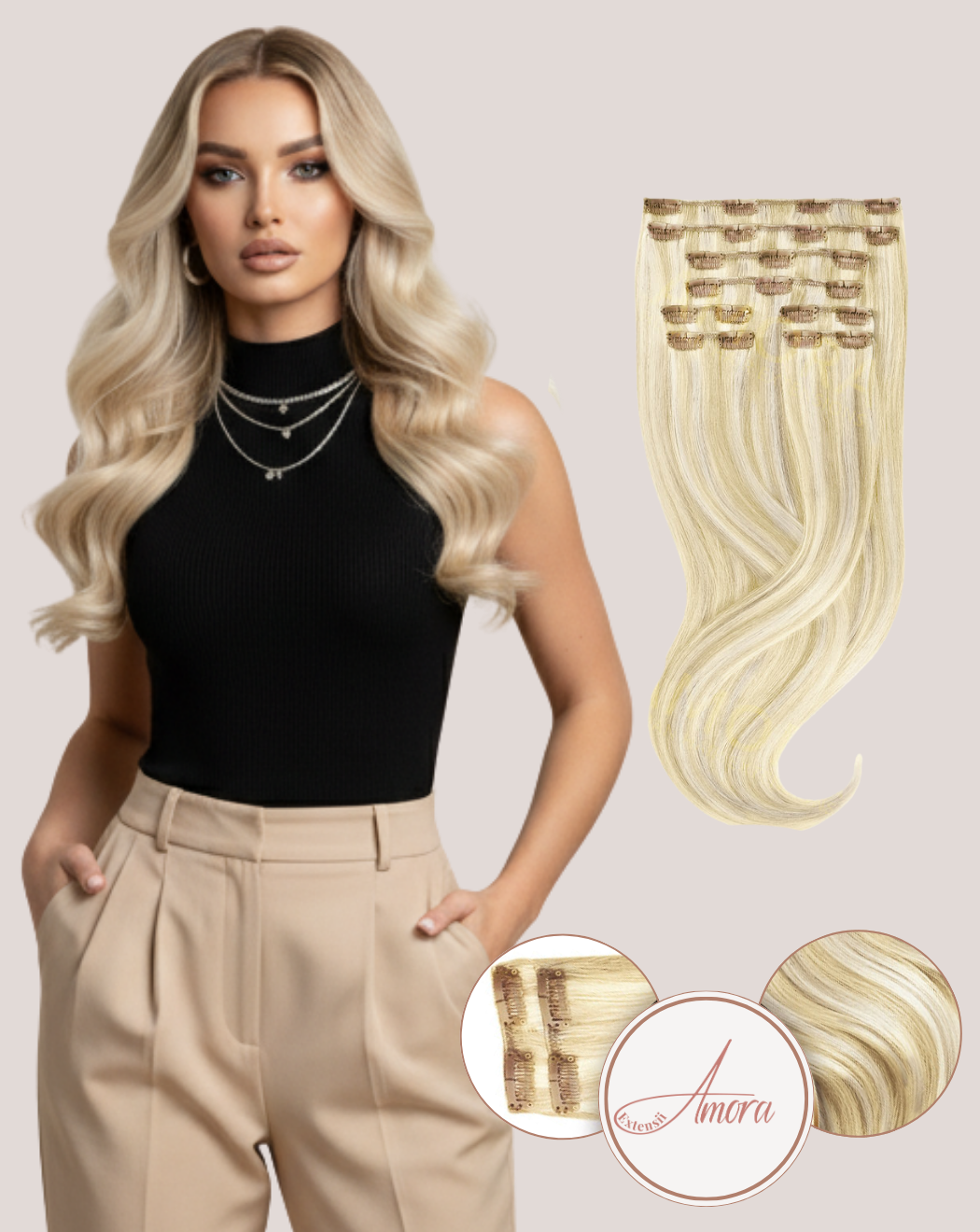 Extensii Clip On Lux Barbie Blonde 22-60