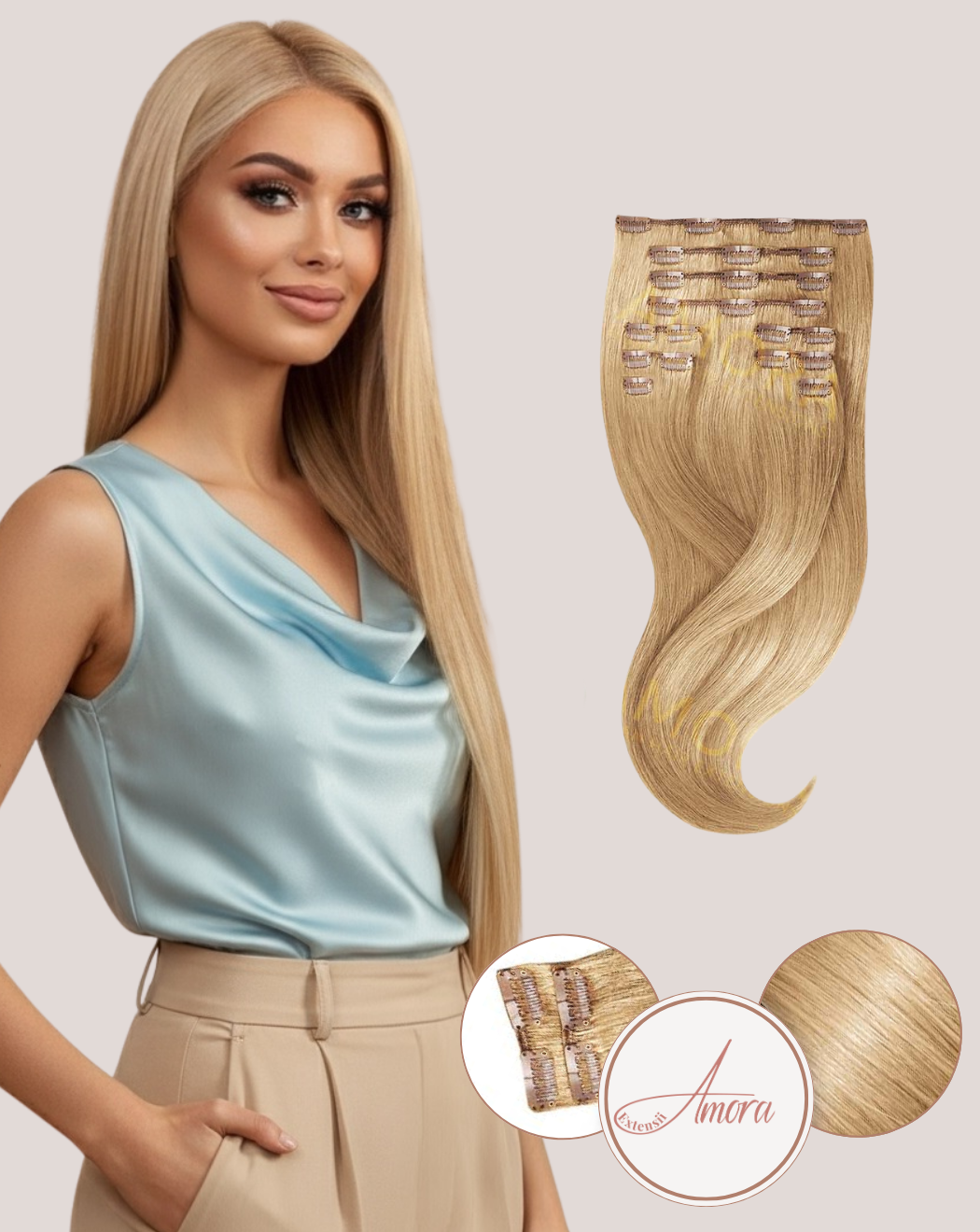Extensii Clip On Lux Blond Bej 16