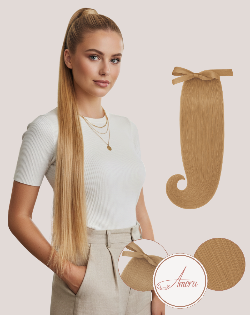 Extensii Coadă Amora Blond Bej 16
