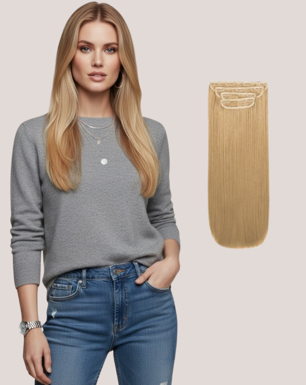 Extensii Clip On Best Seller Blond Platinat Bej 16