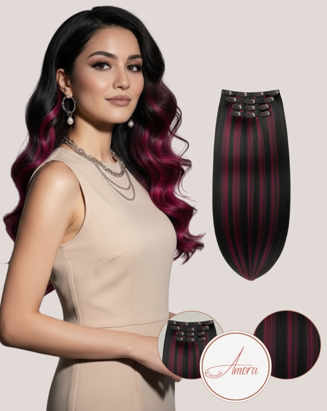 Extensii Clip On Păr Rusesc Volum Mediu Berry Noir Blend 1-bug