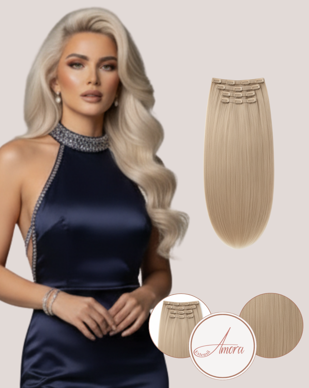 Extensii Clip On Păr Rusesc Volum Simplu Blond Cenusiu  Pla